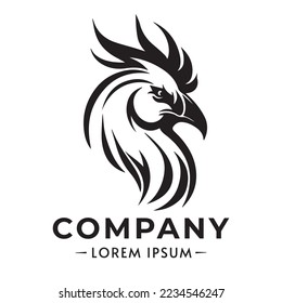 Vector illustration of rooster. Rooster logo vector silhouette