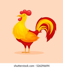 Vector illustration of rooster,  Merry Christmas, happy New Year illustration. greeting card