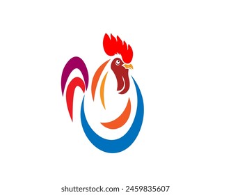 Vector illustration of a rooster on a white background in a minimalist style