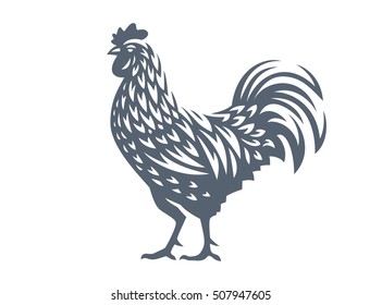 Vector illustration of rooster on white background