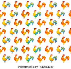 Vector illustration of rooster pattern.Merry Christmas, happy New Year illustration. greeting card