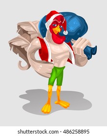 Vector illustration of a rooster - Santa Claus