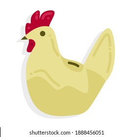 vector illustration of a rooster shaped piggy bank.  minimalist flat design.  illustration for saving money