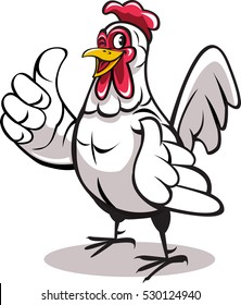 Vector illustration, a rooster shows thumb.