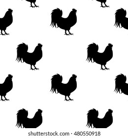 Vector Illustration of Rooster, Symbol of 2017 Year on the Chinese Calendar Seamless Pattern Background. EPS10