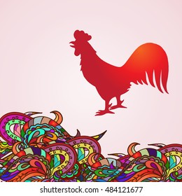 Vector illustration of rooster, symbol of 2017 on the Chinese calendar.