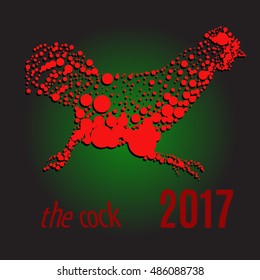 Vector illustration of rooster, symbol of 2017 on the Chinese calendar. 