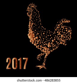 Vector illustration of rooster, symbol of 2017 on the Chinese calendar. 