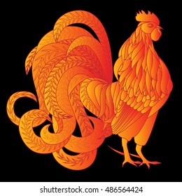 Vector illustration of rooster. Symbol of 2017 on the Chinese calendar. 