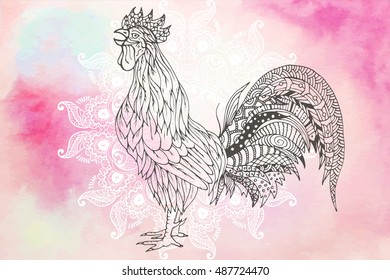 Vector illustration of rooster, symbol of 2017 on the Chinese calendar.