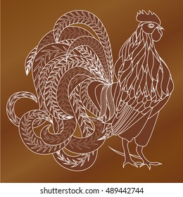 Vector illustration of rooster. Symbol of 2017 on the Chinese calendar. 