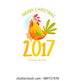 Vector illustration of a rooster. Symbol 2017. mozhngo use as a poster, postcard, invitation for the new year.