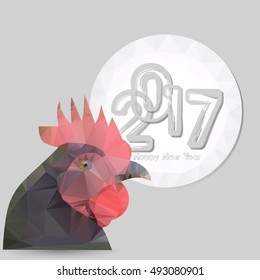Vector illustration of rooster, symbol of 2017 on the Chinese calendar. Vector element for New Year's design. Image of 2017 year of Red Rooster.