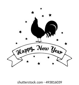 Vector illustration of rooster, symbol of 2017 on the Chinese calendar. Vector element for New Year's design. 