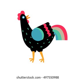 Vector illustration of rooster, symbol of 2017 on the Chinese calendar. Decorated, ornamented with rooster silhouette. Vector element for New Year's design. Image of 2017 year of Red Rooster.