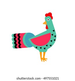 Vector illustration of rooster, symbol of 2017 on the Chinese calendar. Decorated, ornamented with rooster silhouette. Vector element for New Year's design. Image of 2017 year of Red Rooster.