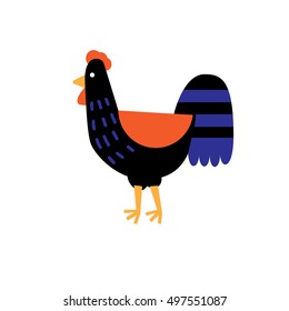 Vector illustration of rooster, symbol of 2017 on the Chinese calendar. Decorated, ornamented with rooster silhouette. Vector element for New Year's design. Image of 2017 year of Red Rooster.