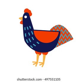 Vector illustration of rooster, symbol of 2017 on the Chinese calendar. Decorated, ornamented with rooster silhouette. Vector element for New Year's design. Image of 2017 year of Red Rooster.