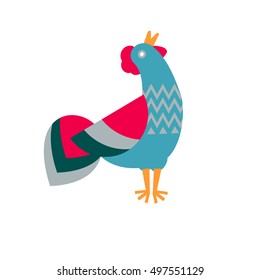 Vector illustration of rooster, symbol of 2017 on the Chinese calendar. Decorated, ornamented with rooster silhouette. Vector element for New Year's design. Image of 2017 year of Red Rooster.