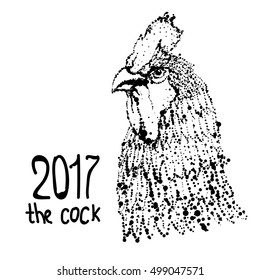 Vector illustration of rooster, symbol of 2017 on the Chinese calendar. 