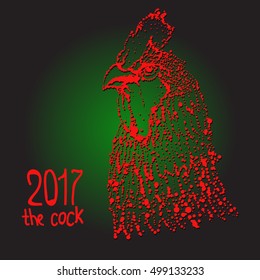Vector illustration of rooster, symbol of 2017 on the Chinese calendar. 