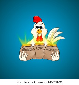 Vector illustration of rooster, symbol of 2017