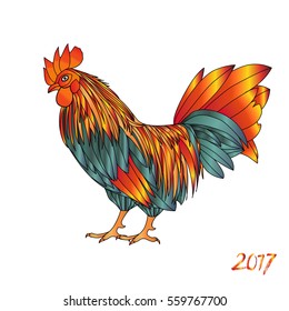 Vector illustration of rooster, symbol of 2017.
