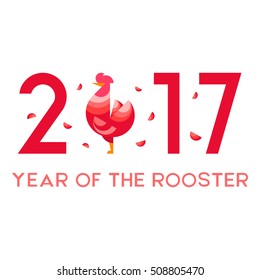 Vector illustration of the rooster as a symbol of New Year 2017. New Year and Christmas celebration topic.