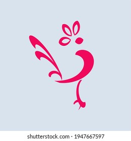 Ilustración vectorial del gallo, símbolo del calendario chino. Silueta gráfica del gallo. Gallo rojo.  Icono de lista