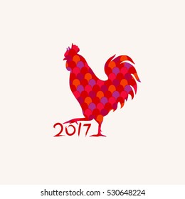 Vector illustration of rooster, symbol of the year on the Chinese calendar. Silhouette