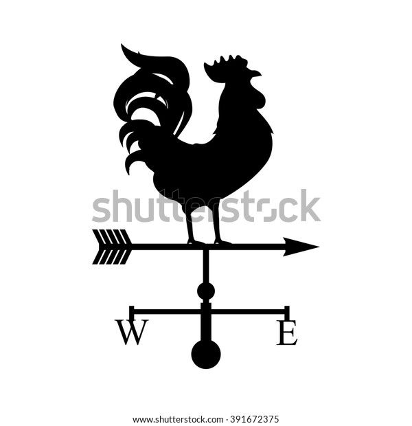 ベクターイラストが鶏の風見 黒いシルエットの鶏 コック 天候ベーンのシンボル アイコン のベクター画像素材 ロイヤリティフリー