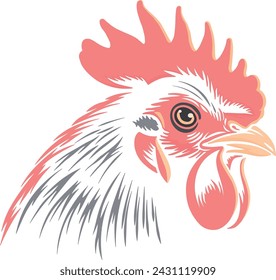  vector illustration of a rooster without background