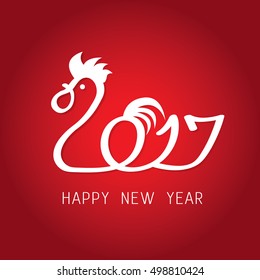 Vector illustration of rooster,symbol of 2017 on the Chinese calendar,Vector element for New Year's design. Image of 2017 year of Red Rooster.