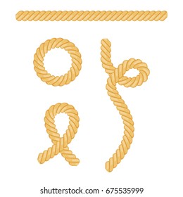 Vector illustration rope nautical vector pattern brush. Ropes pattern. 