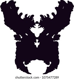 A vector illustration of a rorschach psychological inkblot in the shape of the devil. Psychology, nightmares, phobias, monsters, halloween, demons, the devil, satan. 