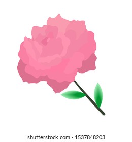 Vector illustration with a rose. Beautiful rosebud on a green stem. Design element for certificates, invitations, wallpapers, posters, cards, textiles, clothes and other uses.