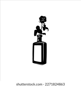 vector illustration of a rose in a bottle