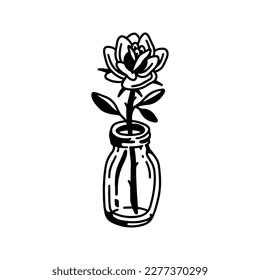 ilustración vectorial de una rosa en una botella