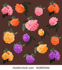Vector Illustration of rose bunch set