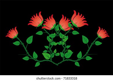 Vector illustration of rose bush