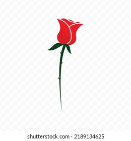 Vector illustration of rose. Colored vector for website design .Simple design on transparent background (PNG).