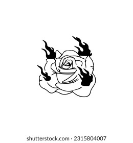ilustración vectorial de una rosa con fuego
