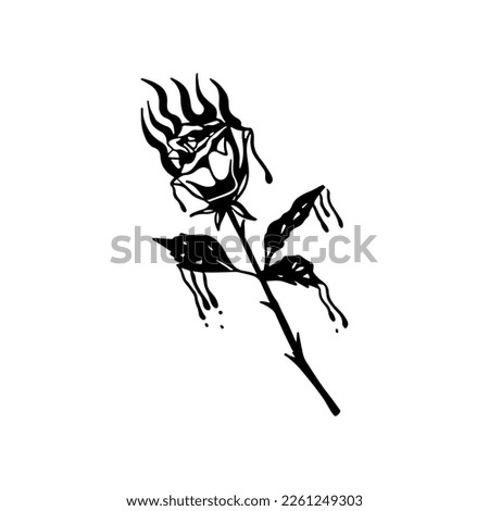vector illustration of a rose with fire