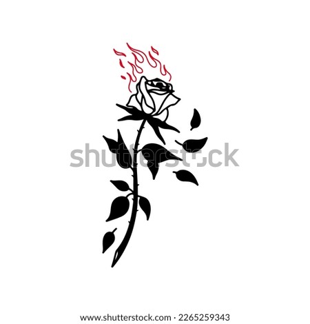  vector illustration of a rose with fire
