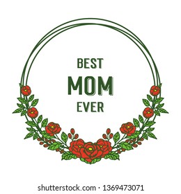 Vector illustration rose floral frame for decorative of greeting card mom hand drawn