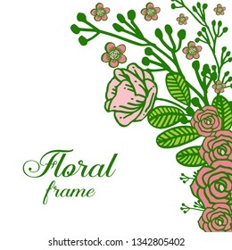 Vector illustration rose floral frames blooms for white background hand drawn