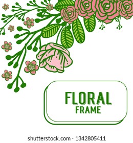 Vector illustration rose floral frames blooms for white background hand drawn