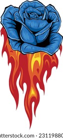 vector illustration of Rose flower and flame