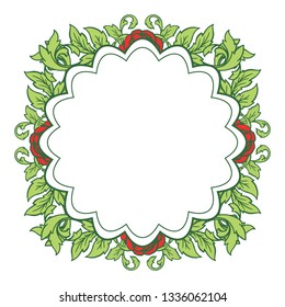 Vector illustration rose flower frame blooms with beautiful green leaf very blooms hand drawn