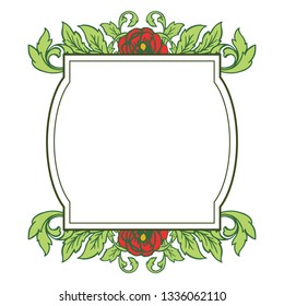 Vector illustration rose flower frame blooms with beautiful green leaf very blooms hand drawn